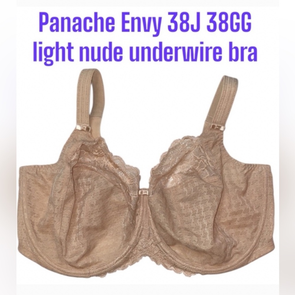 38J 38GG Panache Houndstooth Lace Underwire Bra No padding Semi-Sheer Quality D7